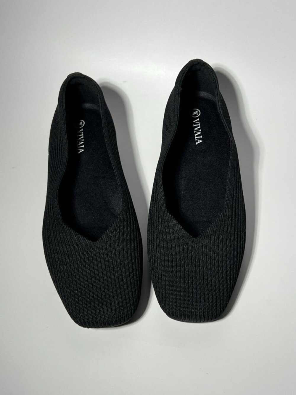 VIVAIA Margot Black Knit Square Toe Flats Women’s US 7-7.5 EU 38